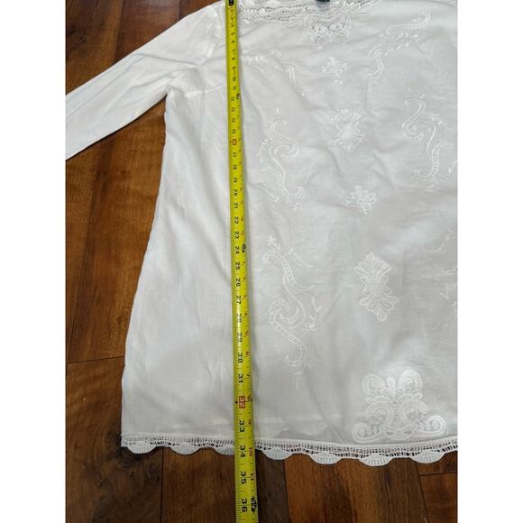 Lauren Ralph Lauren 3/4 Sleeve Lace Trim Shift Dress White Women's Size 16 Beach - Picture 5 of 8